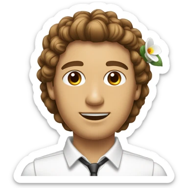 Homme blanc, qui a une fleur dans les cheveux brun et une cicatrice sur l'oeil droit sticker