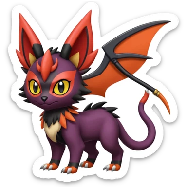 Liepard-Noivern-Litten-Sprigatito-Pokémon-fusion-creature with a scythe-shaped tail-tip (full body) sticker