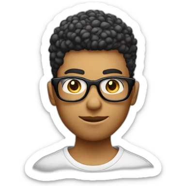 Garçon cheveux bouclés avec un taper et des lunette de sport streetwear sticker