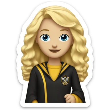 Blonde blue eye hufflepuff student adult  sticker