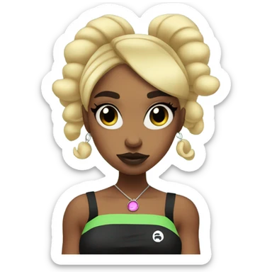 Blonde powerpuff girl with septum piercing sticker