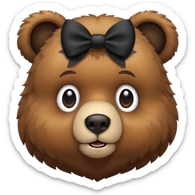 Bear with 2 black bows on the ears emojie sticker