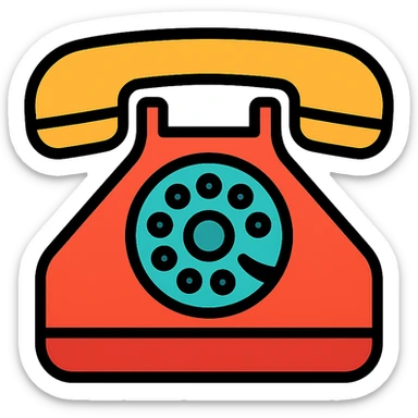 telephone icon in color with handset and dial pad sticker