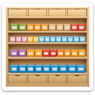 "Minimalist Japanese shelf display, products aligned identically across horizontal rows, vertically varied by type, clean spacing, precise symmetry, soft neutral lighting, aesthetic composition, highly organized, front-facing packages, ultra-detailed." sticker