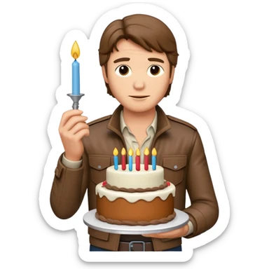 Han Solo holding a birthday cake sticker