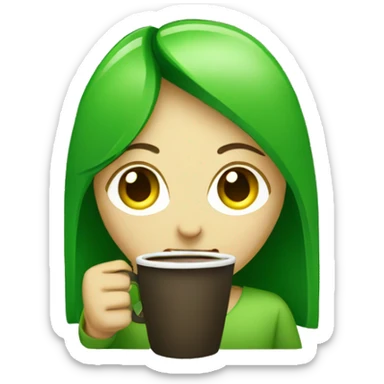 green girl with coffee and camera sticker