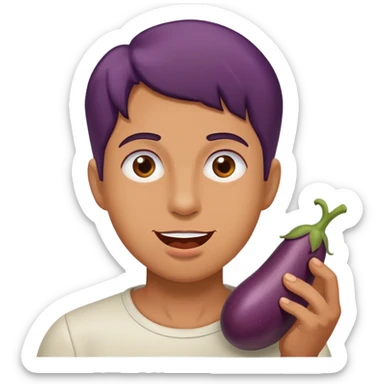 Someone eating eggplant sticker