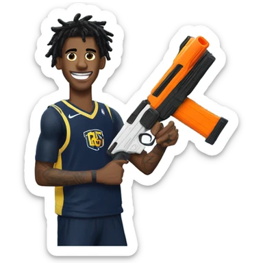 Ja morant with a nerf gun sticker