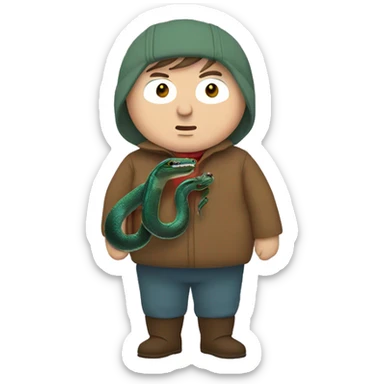 eric cartman holding a snake sticker