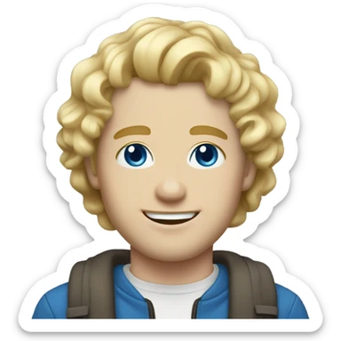 full body light curl blonde 30yo man blue eyed pale skin sticker