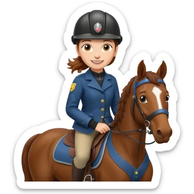 brown haired girl on a cheatnut hporse smiling' sticker