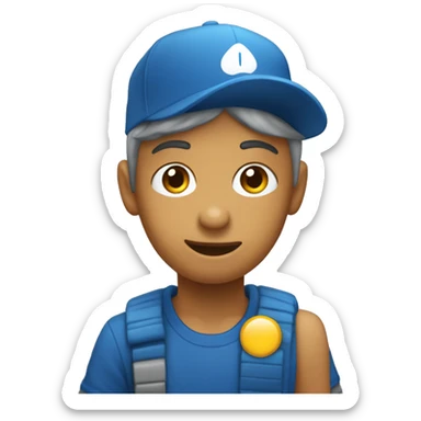 Persona levantando la mano pulgar arriba, con gorra color azul sticker