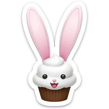 Easter white light pink cupcake bunny ears sticker