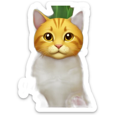 Yellow cat with red tulips background sticker