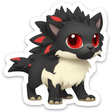 cool edgy black punk red animal hybrid Fakemon full body sticker