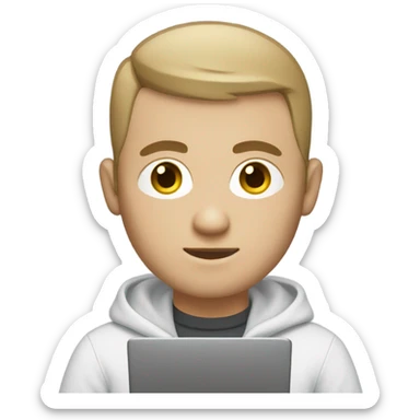 White guy with short buzzcut hair who is a shopify developer sticker