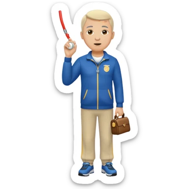 middle-aged track coach with whistle full body sticker