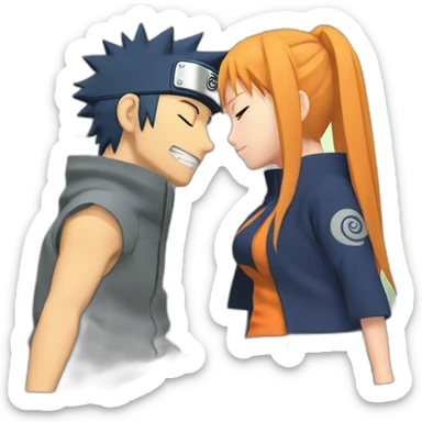 Naruto qui fait un calin a hinata sticker
