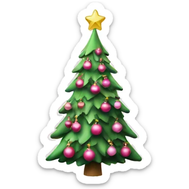 a christmas tree with pink ornaments sticker
