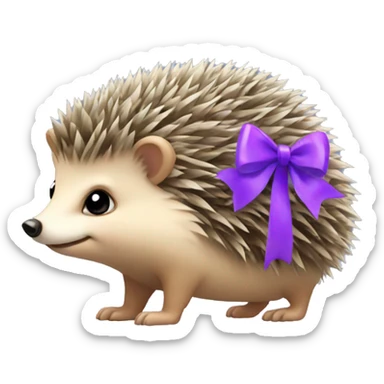 Hedgehog with purple bow sticker