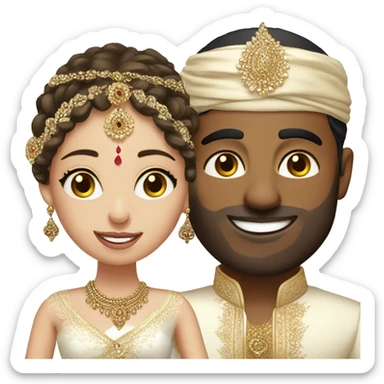 indian groom with white skinned blue eyes bride sticker