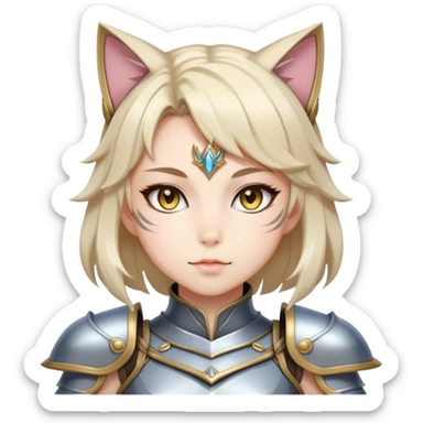 catgirl in fantasy armor, elegant, anime style sticker