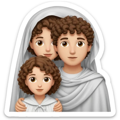 couple garçon cheveux bouclés brun peau claire avec une fille voilée  sticker