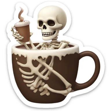Skeleton drinking hot chocolate  sticker