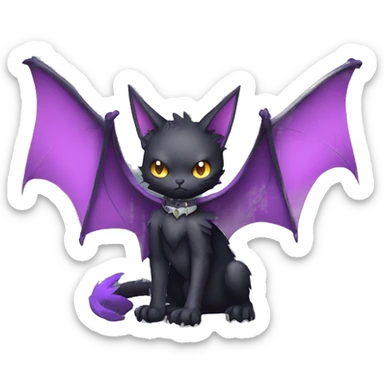 cool edgy black punk Purple nargacuga-bat-cat-Fakemon collar full body sticker