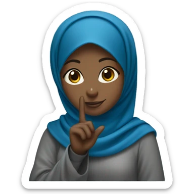 Black Hijabi in blue making a peace sign sticker