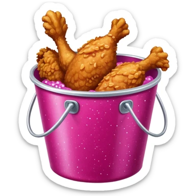 fried chicken in a hot pink glittery bucket sticker