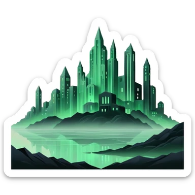 Ghostly Pastel Black Green Reddish Spectral Gloomy Dusky Dystopian Apocalyptic Aesthetic Scenery Deco sticker