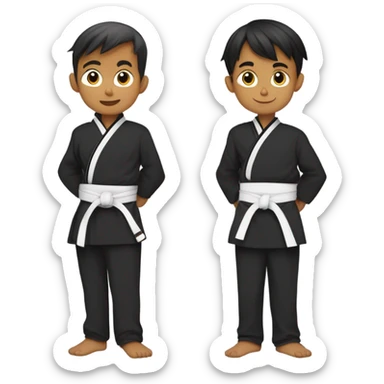 Martial arts boy back hugging another martial arts boy sticker
