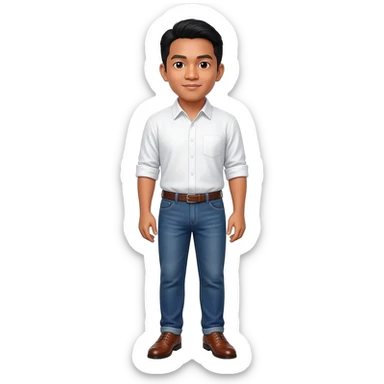 Filipino man white shirt and denim blue pants and brown shoes  sticker