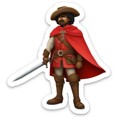 canela musketeer with red shoulder medieval cape and sword sticker