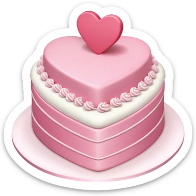 Coquette pink heart shaped layered birthday cake sticker