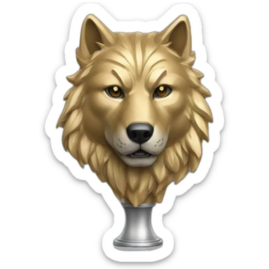 generate trophy with a wolf head with stand sticker