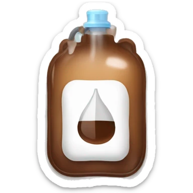 An IV bag filled with brown liquid. sticker