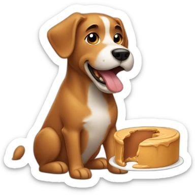 dog eating peanut butter sticker