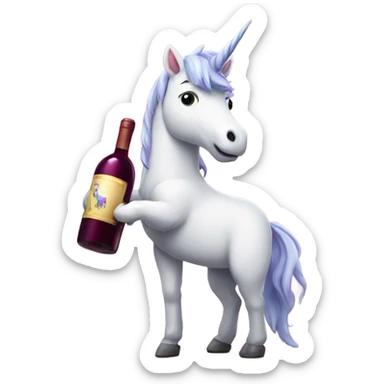 Unicorn with a bottle of wine sticker