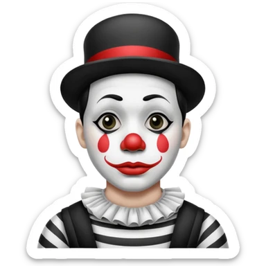 black and white mime clown emoji sticker