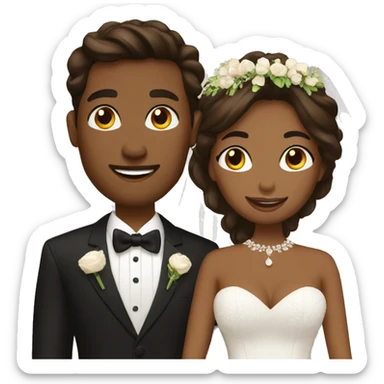 Groom and brown bride sticker