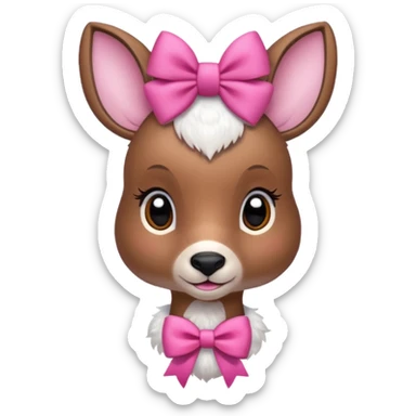 Cute Doe with a pink bow and with flowers in the background  sticker