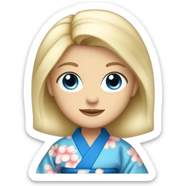 Blonde with blue eyes in kimono sticker