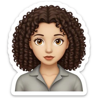 Branquinha, olhos castanhos, cabelo cacheado escuro 2C/3A. sticker