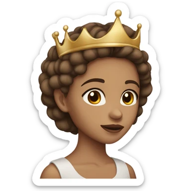 Light skin girl with brown hair and brown eyes wearing a crown sticker
