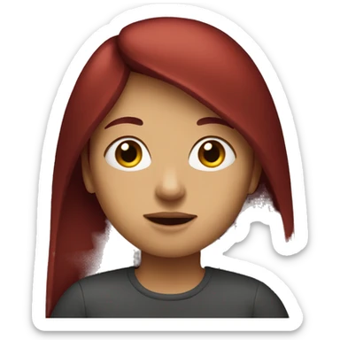 long dark red hair girl sticker