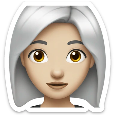 pale girl with black hair and black eyes sticker