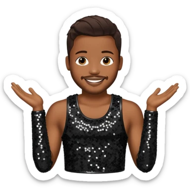 Tank, R&B Singer with dark brown hair, black sequin outfit sticker