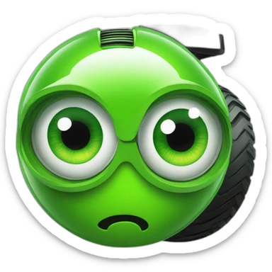 big green eye with autonomous lawnmower reflected sticker